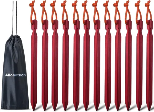 Miniatura 12 de Paquete de 12 estacas para tienda de campaña, estacas de aluminio 7075 para camping, estacas ligeras para tienda de campaña de servicio pesado