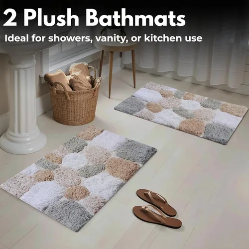 Miniatura 3 de Ramanta Home Juego de 2 alfombras de baño de algodón 100% puro de 21 x 32 / 17 x 24 pulgadas / 21 x 32 / 17 x 24 pulgadas / 21.0 x 2.4 in., suaves