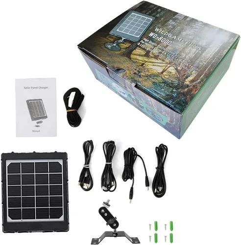 Miniatura 8 de Panel solar para cámara de sendero, WILDGAMEPLUS 14W 8000mAh 12V/1.2A 9V/1.6A 6V/2.4A IP66 Cargador recargable impermeable con cables para cámara