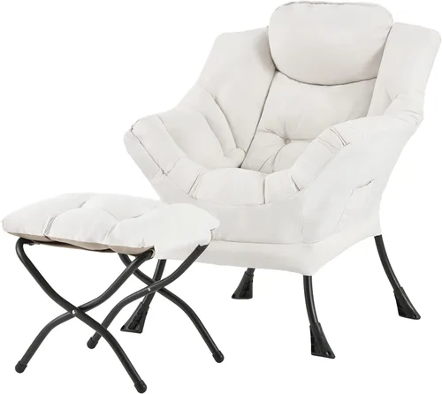Miniatura 14 de Tiita - Sillón reclinable con otomana, grande, moderno, silla de ocio, de lectura, con reposapiés, para dormitorio, sala de estar, dormitorios, Gris
