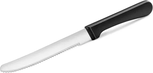 Miniatura 4 de New Star Foodservice Cuchillo para carne de acero inoxidable con mango de plástico, hoja dentada redondeada de 4.5 pulgadas, juego de 12