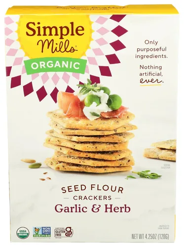Miniatura 9 de Simple Mills - Galletas de semillas orgánicas, ajo y hierbas de olor, sin gluten, con semillas de lino, semillas de girasol, sin maíz, aperitivos
