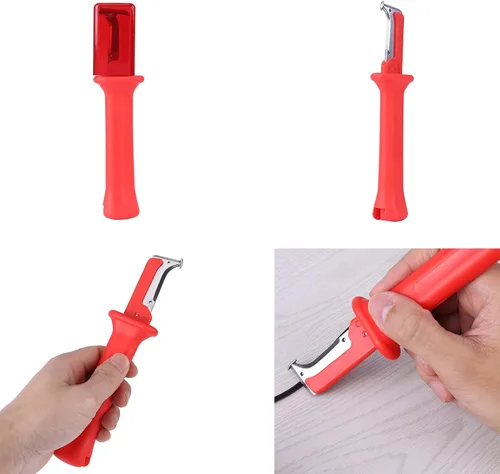 Miniatura 7 de Cuchillo pelacables Cuchillo Rojo Acero Inoxidable Pp 1 Pc Cable de Aislamiento Eléctrico Cortador Cortador de Mango Aislado Herramienta Con Rojo
