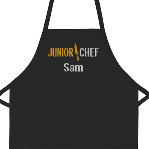 Miniatura 2 de Delantal personalizado bordado Junior Chef Kids Delantal Negro