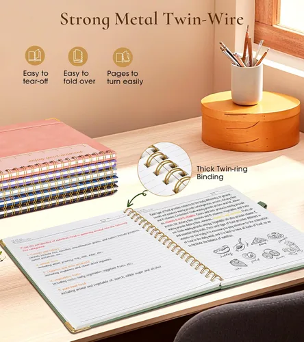 Miniatura 6 de Cuaderno en espiral de tapa dura de 8.5 x 11 pulgadas, cuadernos A4 grandes y bonitos para mujeres y hombres, cuaderno rayado a rayas