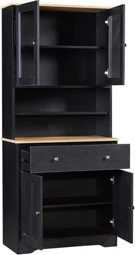 Miniatura 8 de RuiSiSi Gabinetes negros de despensa para almacenamiento de cocina con puertas armarios de bufé independientes despensas de cocina de granja