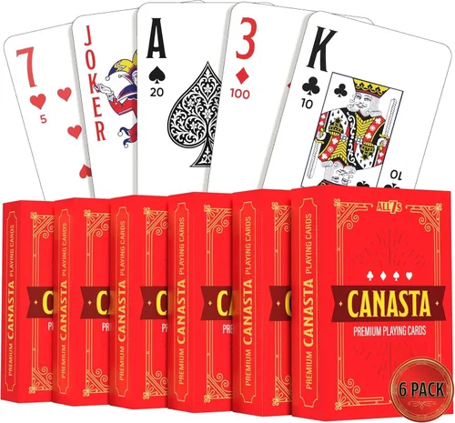 Miniatura 8 de All7s Canasta - Naipes con valores de puntos, 2 mazos de índice grande para adultos, personas mayores y familias, fáciles de leer, duraderas