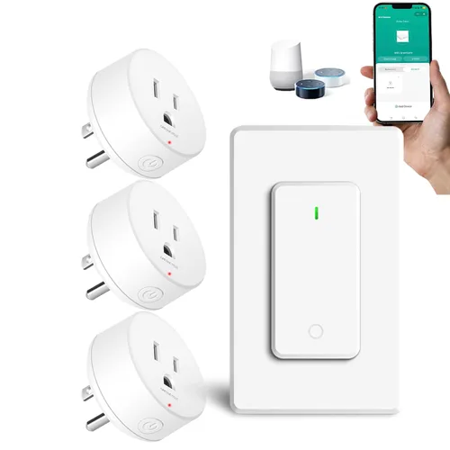 Miniatura 26 de Toma de control remoto, interruptor de luz y enchufe remoto greencycle con interruptor de luz inalámbrico, rango de 500 pies, no necesita cableado