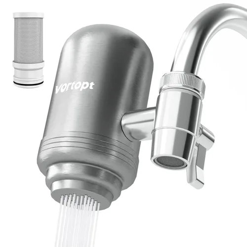 Vortopt Filtro de agua para grifo para fregadero, flujo rápido, sistema de filtración de agua de montaje en grifo de 400 galones para agua del