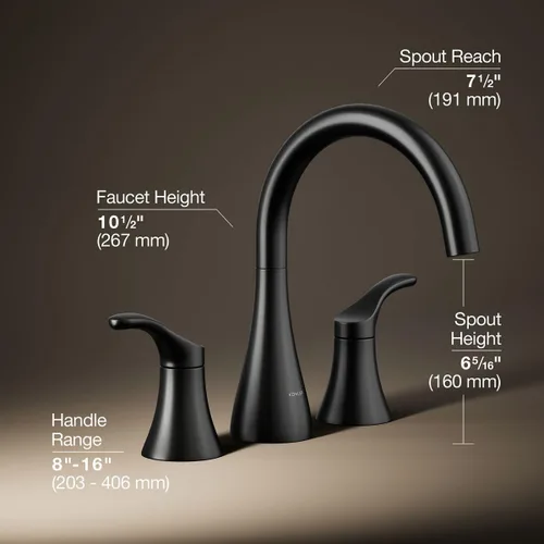 Miniatura 3 de KOHLER K-T26426-4-BL - Moldura simple para grifo de baño, metal duradero de alta calidad, resistente a la corrosión, diseño elegante, negro mate