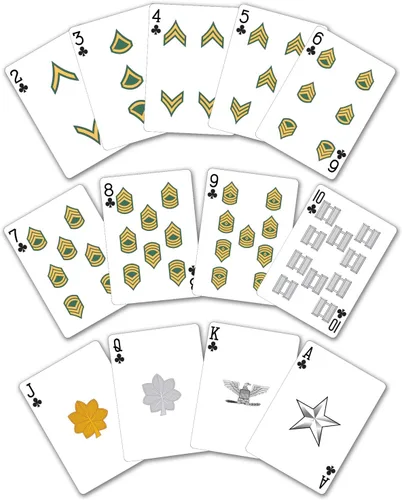 Miniatura 5 de Juego de regalo del ejército de los Estados Unidos Juego de cartas y dados Tarjetas de insignia de rango del ejército Regalos del ejército