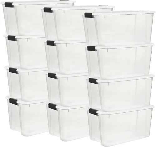 Miniatura 12 de Sterilite - Paquete de 8 cajas ultra de cierre con pestillo, contenedores de almacenamiento con tapas, plástico transparente, 70 cuartos de galón