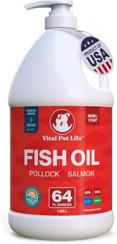 Aceite de pescado para perros - Piel y pelaje saludables, salmón, abadejo, suplemento totalmente natural para mascotas, defensa contra picazón,