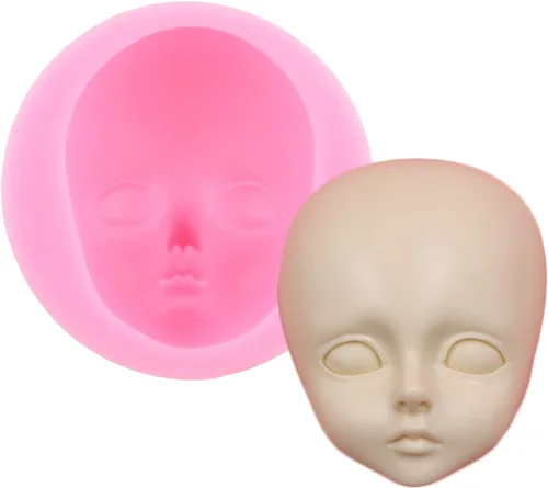 Miniatura 7 de ZiXiang Moldes de silicona para el cabello de muñeca, molde de fondant de cara humana para decoración de pasteles, caramelo y chocolate, polimero