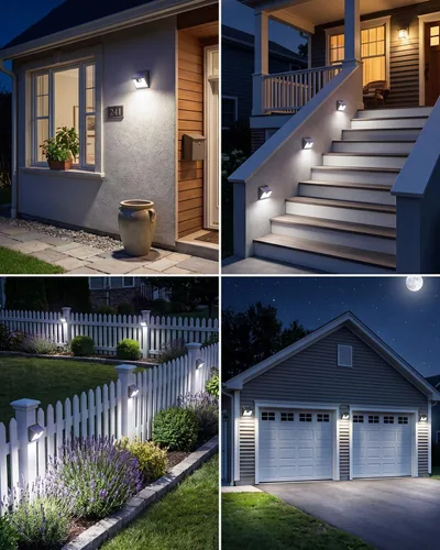 Miniatura 2 de Peasur Luces Solares para Exteriores con Sensor de Movimiento, 140 LED Luz Solar Alimentada por Energía Solar para Cerca Impermeable, 3 Modos