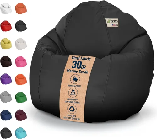Puf grande de vinilo marino – Puf impermeable para barcos y piscinas – con cuentas de poliestireno y silla rellena de espuma CertiPUR para adultos y