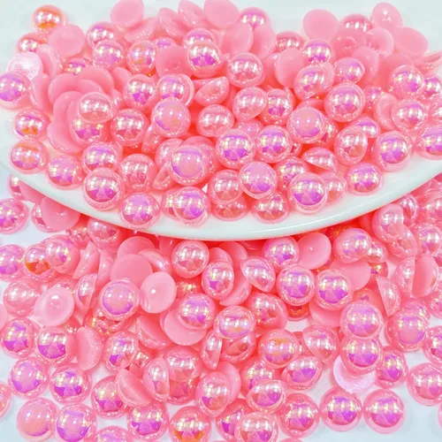 Miniatura 9 de 1000 perlas medias redondas de resina con parte trasera plana de 0.236 pulgadas para manualidades, para cara, uñas, vasos, ropa, zapatos, álbum