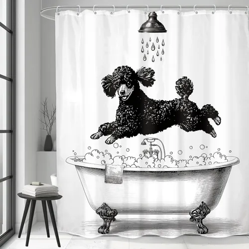 Miniatura 12 de Juego de cortinas de ducha divertidas con diseño de calavera y esqueleto de Halloween para baño, 60 pulgadas de ancho x 71 pulgadas de alto