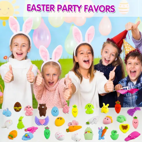 Miniatura 4 de Relleno para huevos de Pascua - Paquete de 30 juguetes esponjosos Kawaii Mochi para rellenar cestas de Pascua, mini juguetes esponjosos lindos