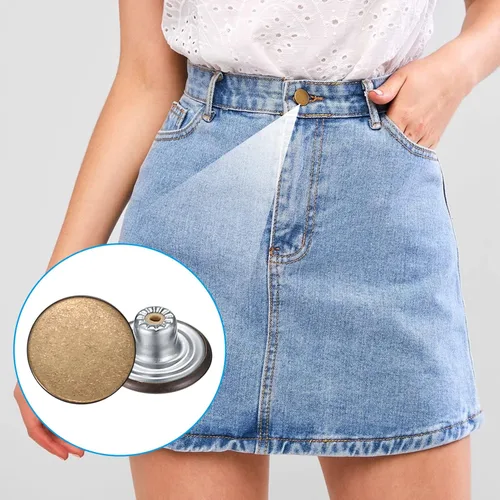 Miniatura 6 de Kit de 50 botones de mezclilla de repuesto, botones de mezclilla de metal de 0.67 pulgadas para pantalones, jeans y tirantes, 10 estilos