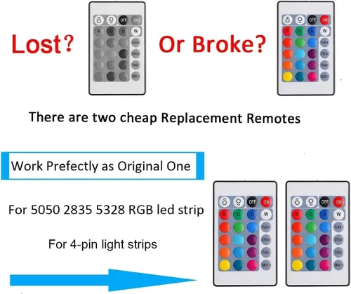 Miniatura 2 de Tira de luz LED RGB de 24 teclas, control remoto inalámbrico, luz LED SUPERNIGHT de repuesto para SMD 5050 2835 3528 tira de luces LED (24 teclas)