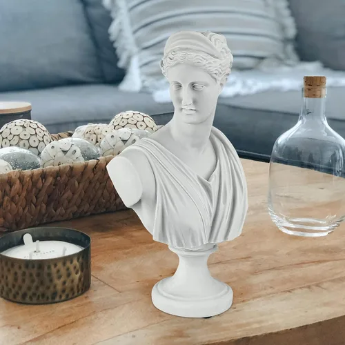 Miniatura 2 de Design Toscano PD72519 Busto escultórico de resina de mármol consolidado de Diana de Versalles, blanco