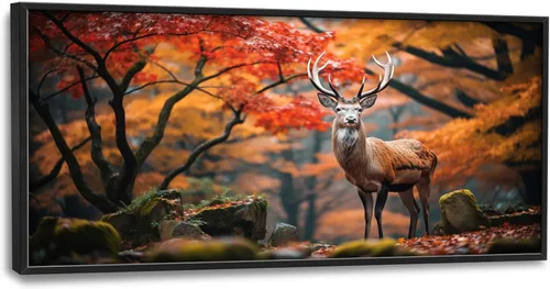Miniatura 110 de Cuadros Grandes Enmarcados Arte de Pared para Sala de Estar, Lobos del Bosque Decoración de Pared de Gran Tamaño Lobo Animal Impresión en Lienzo