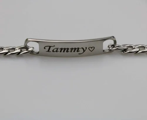 Miniatura 2 de BBFirst Pulsera personalizada de acero inoxidable grabada con letras de nombre personalizables para hombres