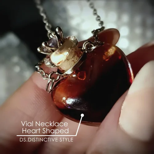 Miniatura 7 de DS. DISTINCTIVE STYLE Collar de Frasco en Forma de Corazón Colgante de Botella de Perfume Collar de Frasco de Sangre para Líquido Joyería