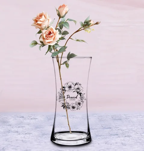 Miniatura 2 de Jarrón de vidrio moderno, florero de vidrio, florero de vidrio grabado, elegante decoración del hogar (juego de 1)
