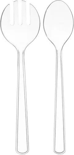 Miniatura 3 de Juego de 12 utensilios de plástico desechables resistentes para servir. Cucharas y tenedores de 10 pulgadas y pinzas de 6-1/2 pulgadas