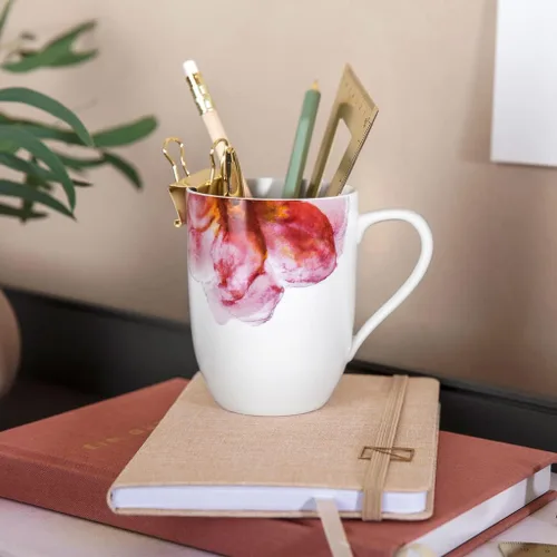 Miniatura 2 de Villeroy & Boch Taza de jardín de rosas, 9.5 onzas, porcelana premium, blanco/rosa, floral