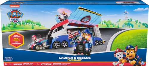 Miniatura 9 de PAW Patrol, vehículo transformable PAW Patroller con lanzadores de vehículos, luces y sonidos, figura de acción de Ryder y coche todo terreno