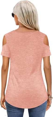 Miniatura 2 de Amoretu - Camisetas básicas de manga larga con hombros descubiertos para mujer