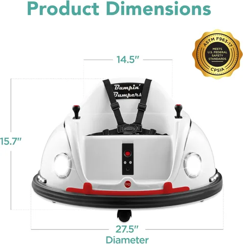 Miniatura 7 de Best Choice Products Auto Eléctrico Infantil Montable Bumper Car Bumpin de 6V, 1.5 - 6 Años, Control Remoto para Padres, Giro de 360 Grados, Luces