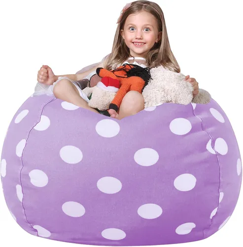 Miniatura 39 de WEKAPO Puf de almacenamiento de animales de peluche para niños, puf con cremallera rellenable para organizar juguetes de peluche, lona de algodón