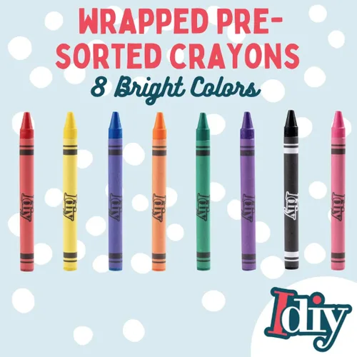 Miniatura 2 de SCS Direct IDIY - Crayones de cera envueltos a granel, 480 unidades, 8 colores (60 de cada uno), seguridad ASTM probada y pre-clasificada