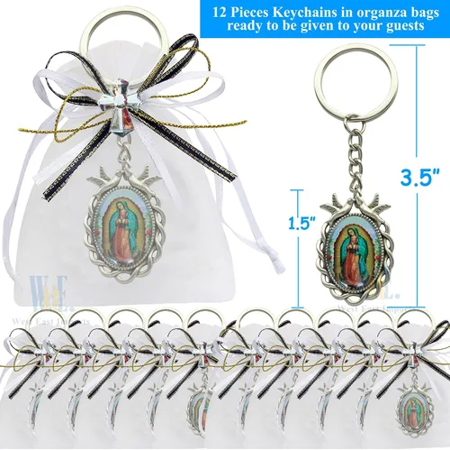Miniatura 2 de WE Llavero conmemorativo favor 12PCS Nuestra Señora de Guadalupe/Recuerdos para Novenario Aniversario (blanco), plateado