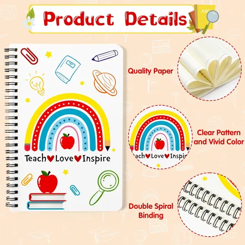 Miniatura 3 de Xqumoi - Paquete de 2 cuadernos espiral A5 para maestros, cuadernos de trabajo con líneas para enseñanza, diarios de escritura, suministros