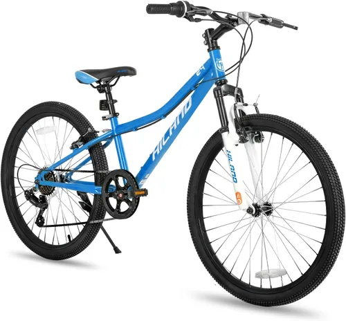 Hiland 20 24 Inch Mountain Bike for Kids Age 5 + Year Old, Front Suspension Fork Kids' Bicycles for Boys Girls Multiple Colors Azul