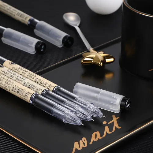 Miniatura 3 de Chinco 12 bolígrafos de tinta de gel negra de 0.014 in, papelería japonesa, bolígrafo chino extrafino para oficina, escuela, suministros