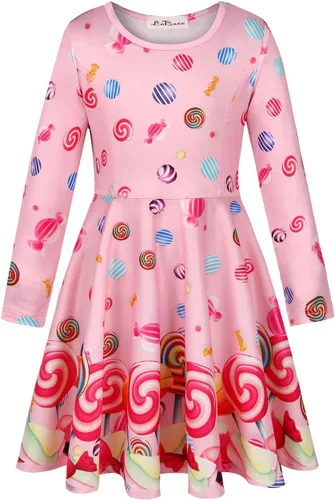 Miniatura 2 de LaBeca - Vestido sin mangas o de manga larga para niñas, vestidos informales con diseño de unicornio o sirena para niñas pequeñas o grandes