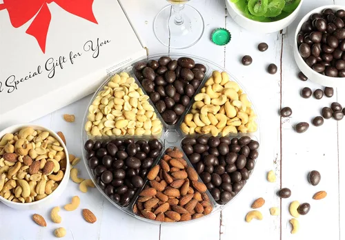 Miniatura 3 de It's Delish - Bandeja de regalo grande de chocolate gourmet y nueces saladas, 6 puntos, caja de regalo para fiestas, eventos, día del padre, día