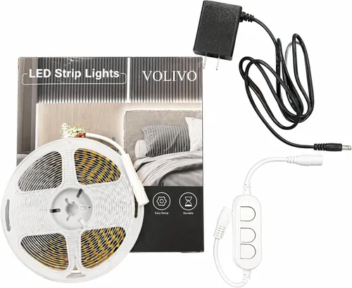 Miniatura 9 de VOLIVO - Tira de luces LED blancas, 16.4 pies, tira de luces LED de intensidad regulable 6500K, luz blanca brillante de día, adhesivo fuerte, tira