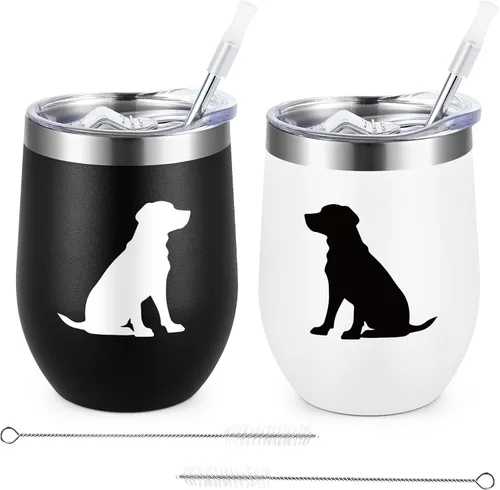 Miniatura 11 de Lifecapido Regalos de Chihuahua, Juego de 2 Vasos de Vino de Acero Inoxidable de 12oz con Silueta de Chihuahua, Regalos de Cumpleaños y Navidad
