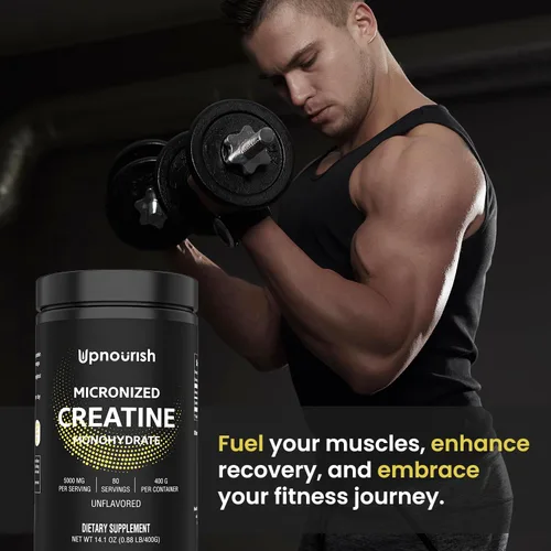 Miniatura 6 de UpNourish Monohidrato de creatina micronizada en polvo 14.11 oz – Vegano sin sabor para antes del entrenamiento, desarrollo muscular, suplemento