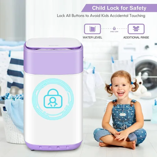 Miniatura 4 de COSTWAY Lavadora Portátil, Capacidad de 8 Libras, Bomba de Drenaje Integrada, Lavadora Compacta de Lavandería con 6 Programas, 6 Niveles de Agua