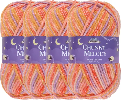 Miniatura 42 de JubileeYarn Chunky Melody - Hilo para tejer 100g/madeja, mezcla de lana gruesa, color maíz naranja - 2 madejas 15 Maíz Naranja