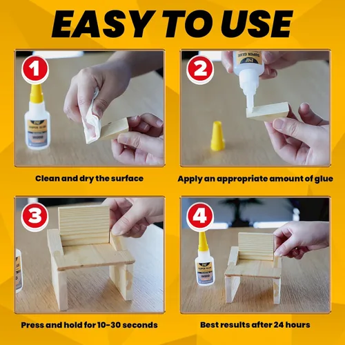 Miniatura 7 de Superpegamento líquido para madera, adhesivo de cianoacrilato instantáneo transparente para manualidades de madera, reparación de carpintería