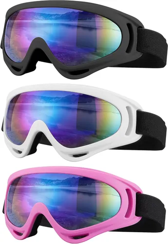 Miniatura 13 de Gafas de esquí, gafas de motocicleta, paquete de 3 gafas de snowboard para hombres, mujeres, adultos y jóvenes